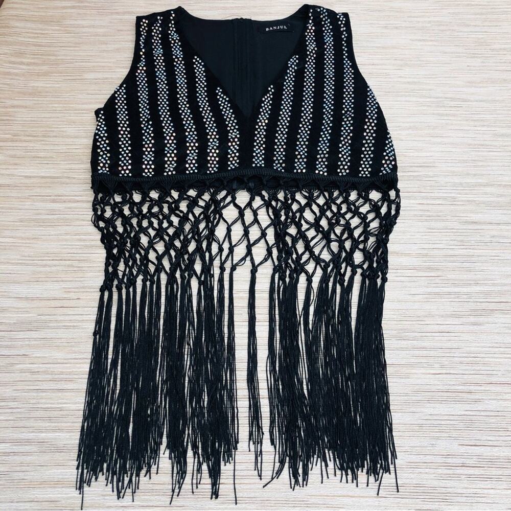Banjul Black Rainbow Bling Fringe Top - Picture 15 of 16